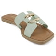 thumbnail image 4 of Soda Shoes Women Slip-On Sandals H-Band Flat Flip-Flops Slides Gold Buckle Square Toe FENG-S Light Green Mint 5.5, 4 of 5