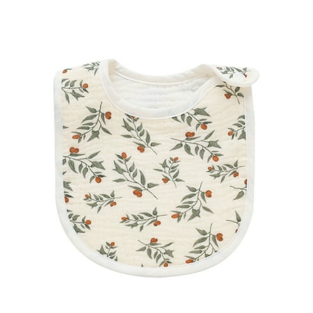

QUSENLON Cotton Gauze Bib Newborn Feeding Bibs Burp Cloth 2-Step Buckle Bib Neck Scarf