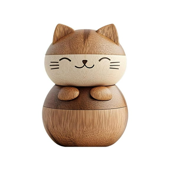 QHUDLV Wooden Cat Couple Sculpture, 2D Flat Desk Decoration, Collectible Figurines