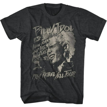 Billy Idol 80's Punk Rock Singer Musician MTV Adult T-Shirt Tee Rebel Yell Tour Charcoal