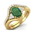 thumbnail image 2 of 1.54 Ctw Natural Emerald 925 Sterling Silver Gold Vermeil Classic Dual Band Women Bridal Ring, 2 of 3
