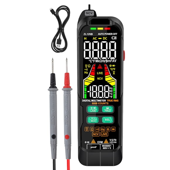 Amdohai Multimètre Numérique Testeur Professionnel Compteur Courant Alternatif Courant Continu Tension Multimètre Vraie RMS Capacité Temp Détecteur Multitester