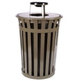 thumbnail image 3 of Witt Industries M5001-RC-BK Oakley Slatted Metal Receptacle with Rain Cap - Black, 3 of 4