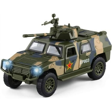 Military Toys Truck Army Fighter Tank Armored Off Road Vehicle Friction Powered Toy Car with Lights and Sounds