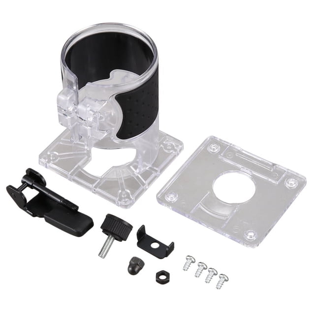 Trimmer Base Plastic Base Board Woodworking Edge Cutter for Electric Trimming Machine Accessories,1 x Trimming Machine Base 1 x of Mounting Accessories,black & transparent