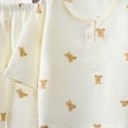 thumbnail image 4 of Ulanda Toddler Baby Girl Cotton Linen Button-up Pajamas Bear Print Long Sleeve Kid Sleepwear PJs Set (Beige, 4-5 Years), 4 of 4
