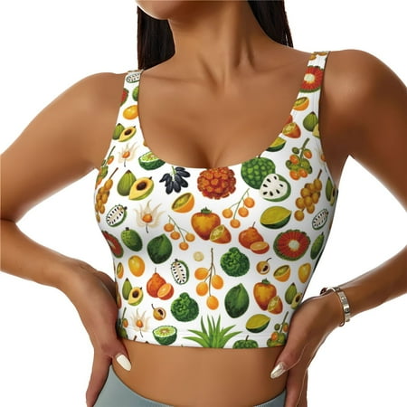 Jgfou Lemon Fruits Vegetables Print Womens Sports Bra - Padded Workout Sports Bras Crop Tank Top