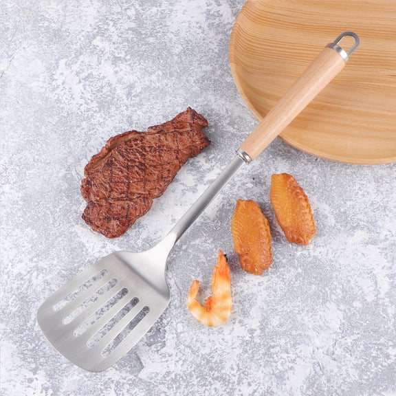 Mobutofu Stainless Steel Fish ula Slotted Turner for Kitchen Cooking Plated Silver