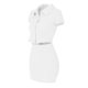 thumbnail image 3 of VISgogo - Conjunto de 2 piezas de verano para mujer, manga corta, solapa, camisa con botones y falda de color sólido VISgogo moda, 3 of 5