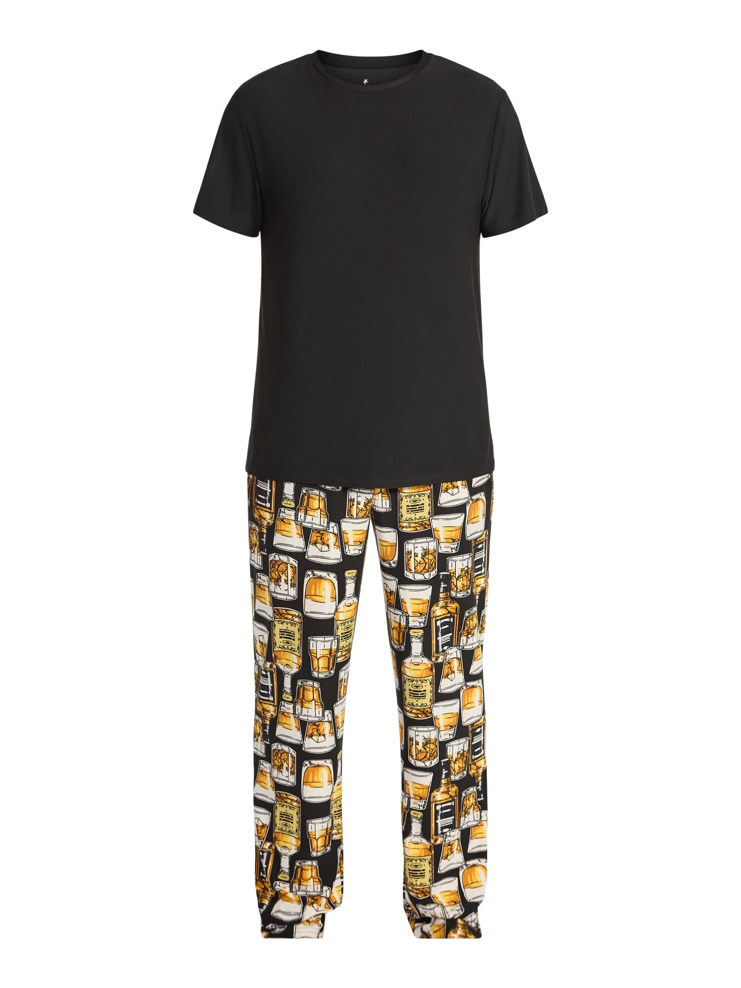 Fox + Badger Mens Short Sleeve Top and Pajama Pant 2-Piece Sleep Pajama Set, Sizes S-XXL