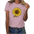 thumbnail image 2 of Fznquz Short Sleeve Women's Tops Casual Pink Plus Size Shirts Summer Crew Neck Sunflower Blouses for Women Under $10, 2 of 6