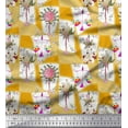 thumbnail image 1 of Soimoi Modal Satin Fabric Leaves & Flower Floral Decor Fabric Printed Yard 42 Inch Wide, 1 of 1