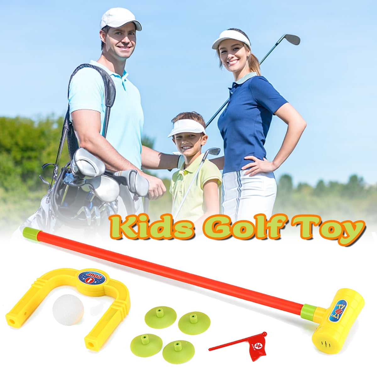 8 PCS Kids Golf Set, Kids Sport Toys, Mini Golf for Kids w/ 1 Golf Ball, 1 Club, 4 Base