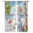 thumbnail image 3 of Coastal Snowman Christmas Sheer Curtains 84 Inches Long 2 Panels Set, Window Sheer Curtains for Living Room/Bedroom, Xmas Tree Flamingo Beach Light Filtering Rod Pocket Curtain 52'' x 84'' x 2, 3 of 7