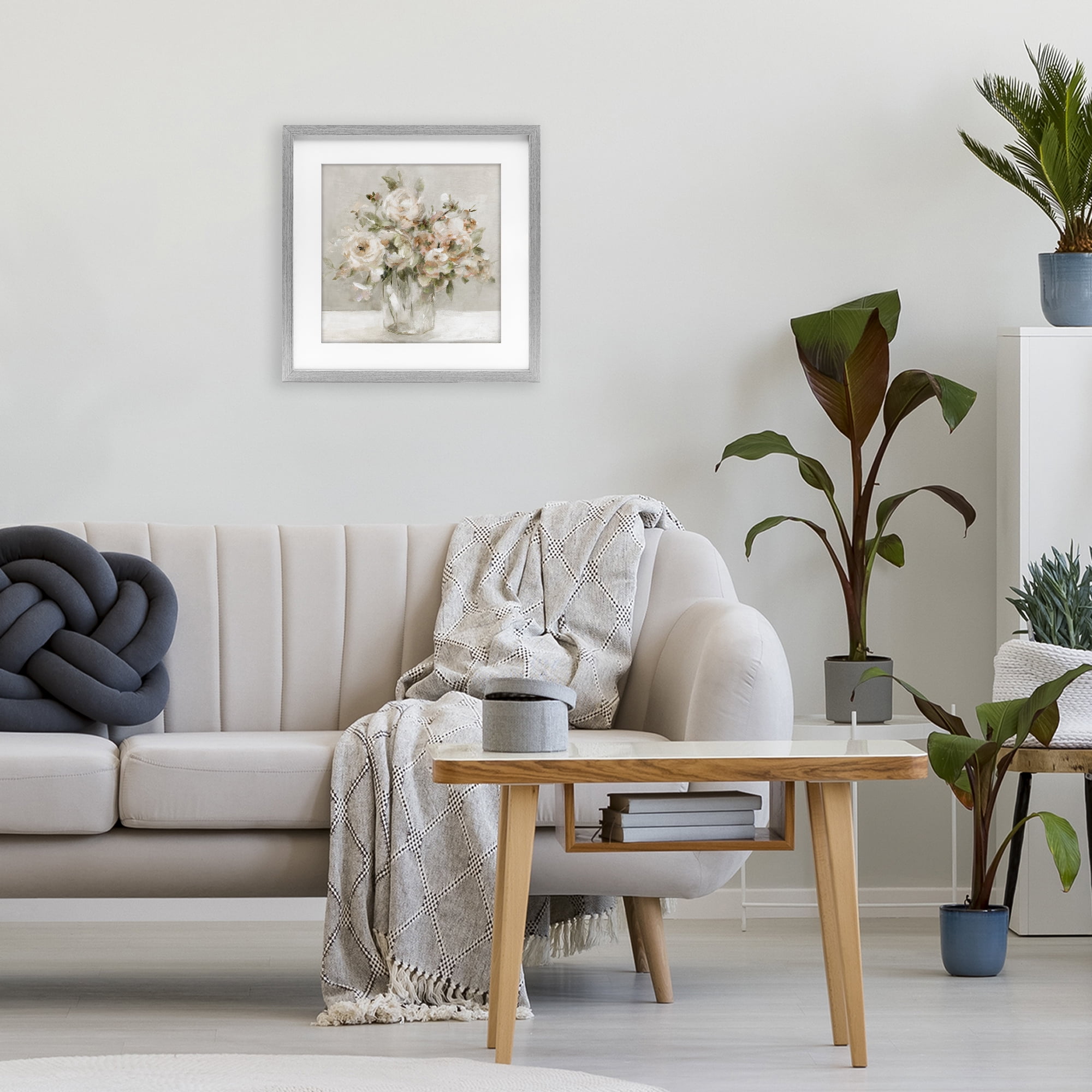Stupell Industries Soft Neutral Floral Still Life Gray Framed Print Under Glass, design by Carol Robinson