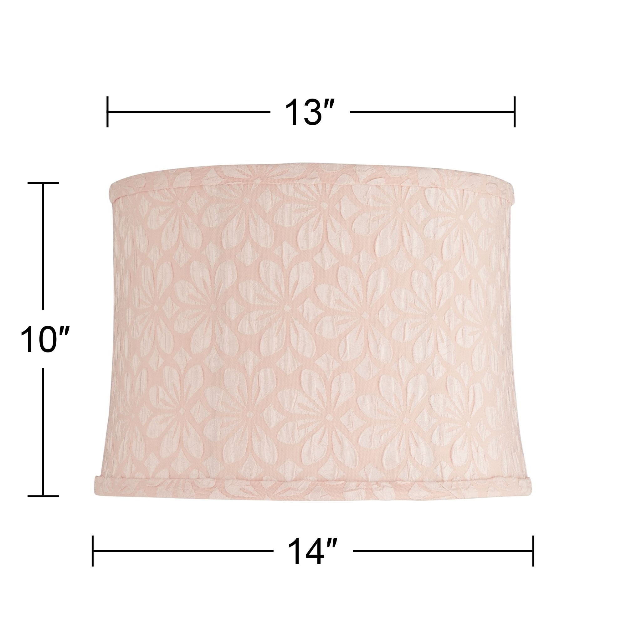 Springcrest 13" Top x 14" Bottom x 10" High x 10" Slant Print Lamp Shade Replacement Seno Pink Drum Softback Washer Harp Finial