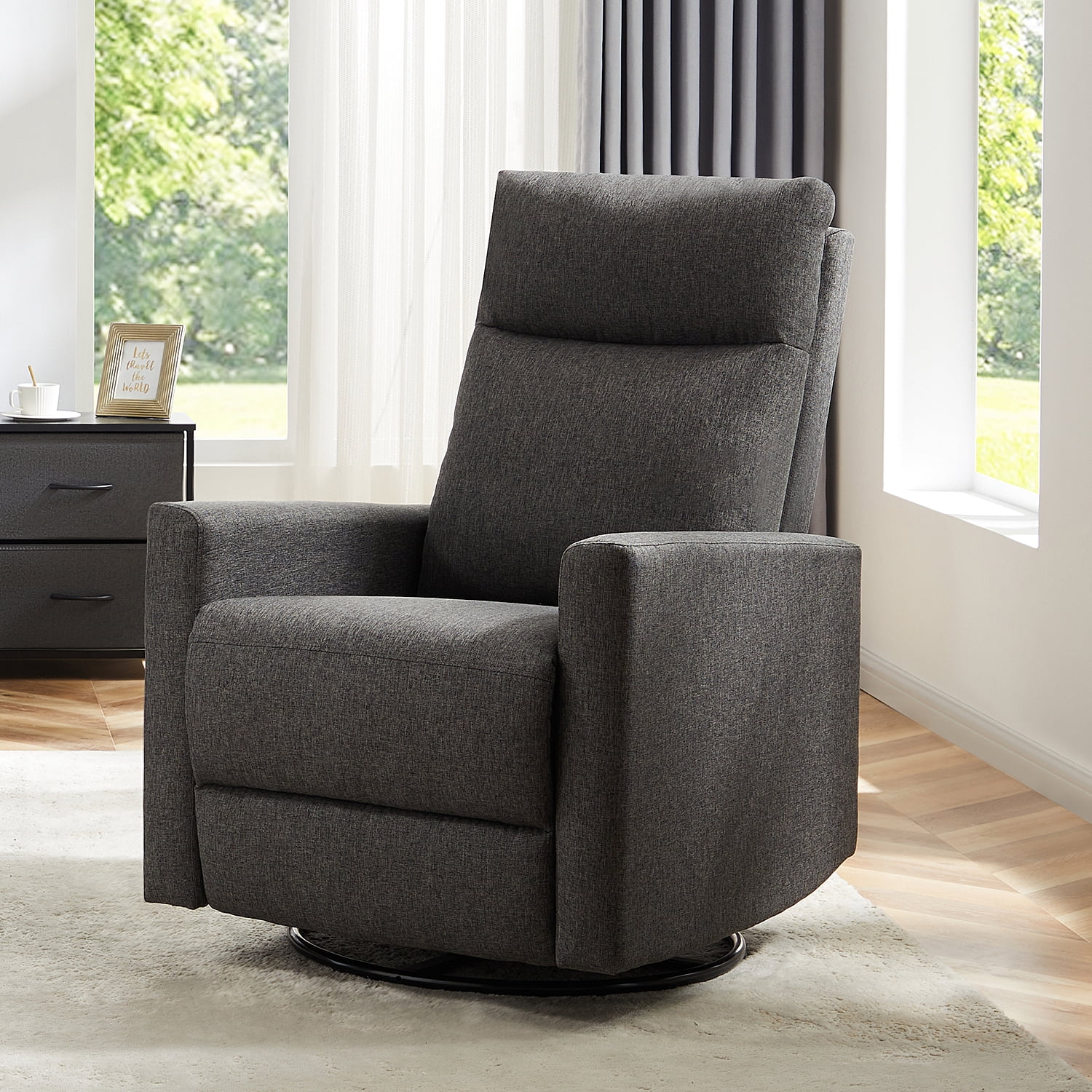 Luxurious Rocking Chair Nursery, Swivel Rocker Recliner for Ultimate Comfort in Your Nursery, Living Room, and Bedroom, Gray