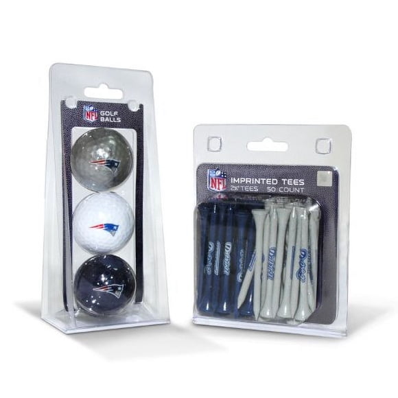 Bolas de golf con logotipo de los New England Patriots de la NFL (3 unid.) y tees de golf reglamentarios de 2-3/4" (50 unid.), multicolores