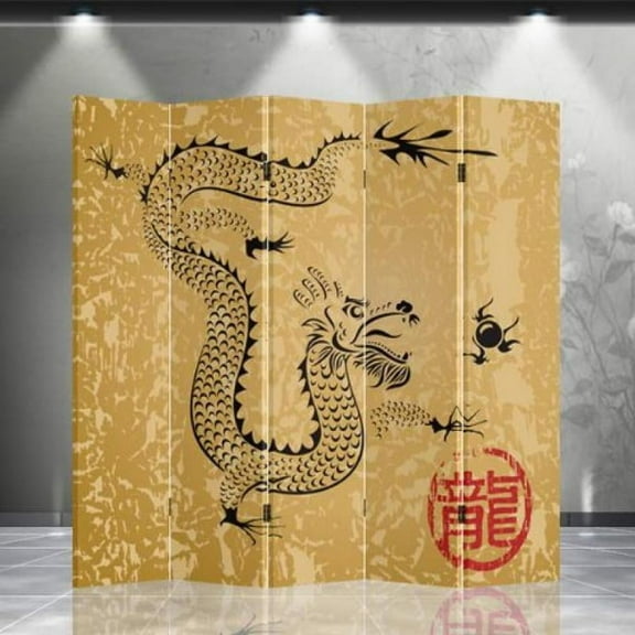 Double Sided Canvas Screen Room Divider - Dragon