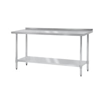 Excellante 30"x72"x 35", 430 stainless steel worktable, flat top with 4" backsplash, comes in set