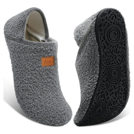 

Barerun Slippers for Men and Women Indoor House Shoes Warm Sherpa Dark Grey