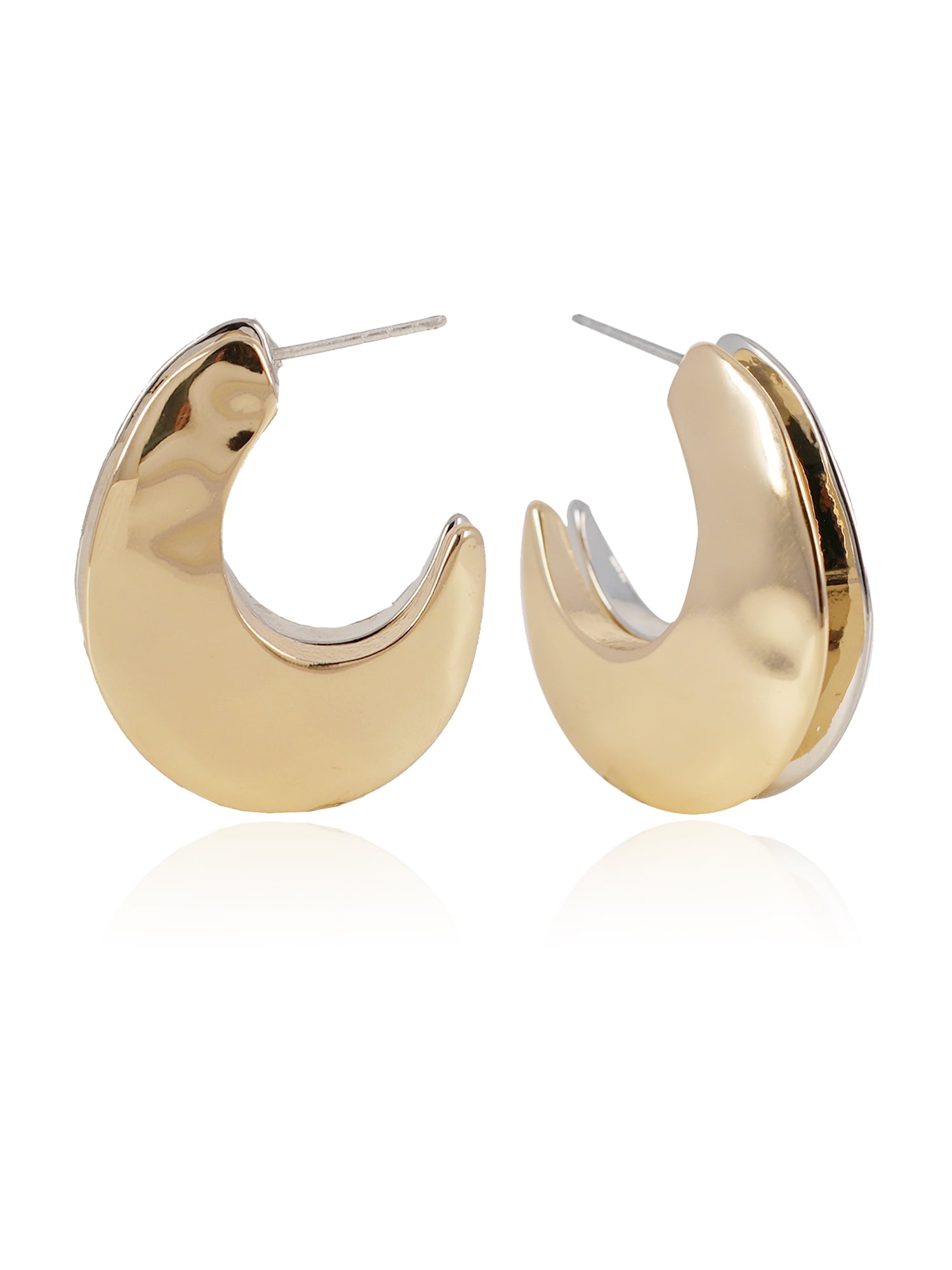 Time and Tru Women's Metal Hoop In Two Tone Plated Color