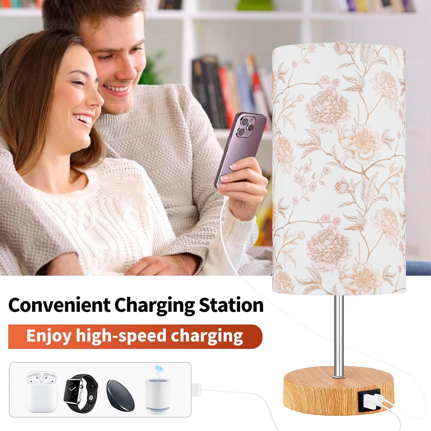 Cinkeda 15" Touch Control Table Lamp with USB Ports photo 5