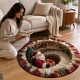 thumbnail image 6 of BZPIZ 24" Christmas Round Rug, 3D Optical Illusion Santa Claus Spiral Staircase Area Rug, Polyester Holiday Floor Mat for Living Room Bedroom Entryway, 6 of 7