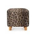 thumbnail image 2 of SCRAWLGOD Fur Leopard Print Brown Footstool Cover, Square Ottoman Cover Footrest Sofa Slipcovers Stool Covers Soft Footstool Covers Slipcovers Stretch Furniture Protector with Anti-Slip Band, 2 of 7