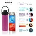 thumbnail image 2 of Aquatix (Pink, 21 Ounce) Pure Stainless Steel Double Wall Vacuum Insulated Sports Water Bottle Convenient Flip Top Cap Removable Strap Handle - Keeps Drinks Cold 24 hr/Hot 6 hr, 2 of 6