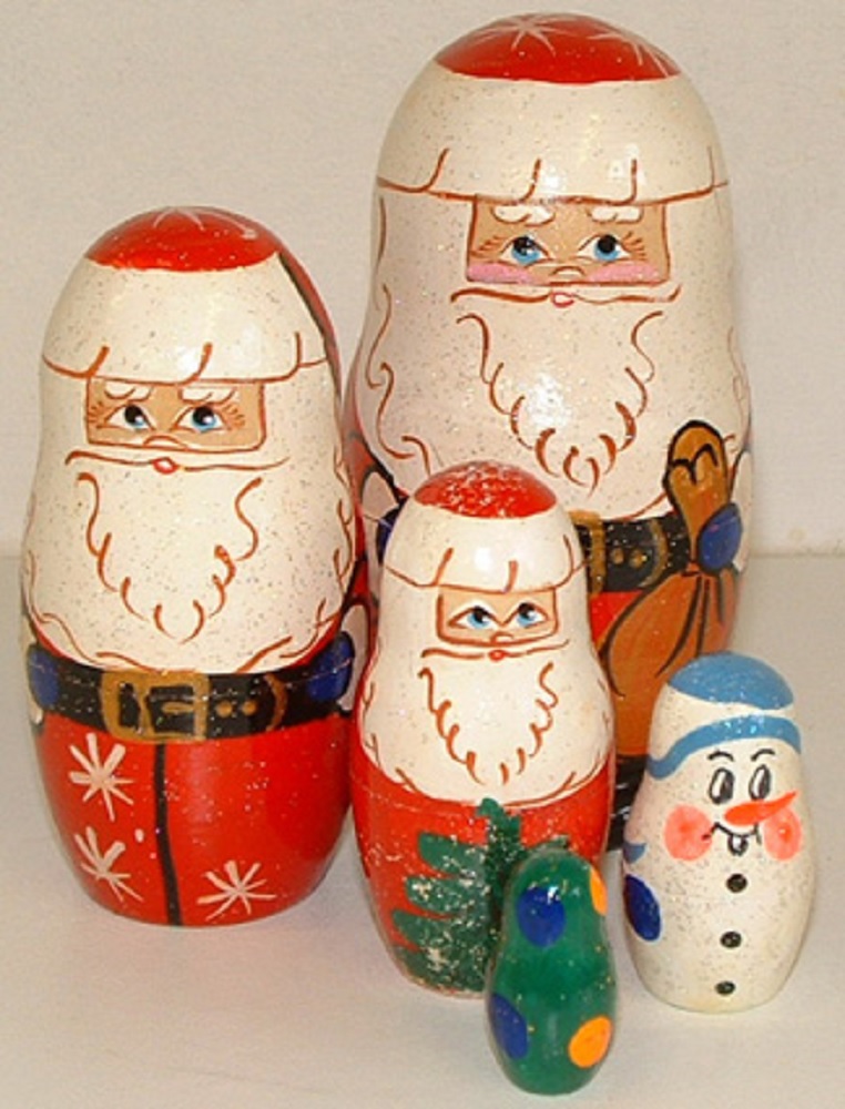 Set of 5 Santas Nesting Dolls