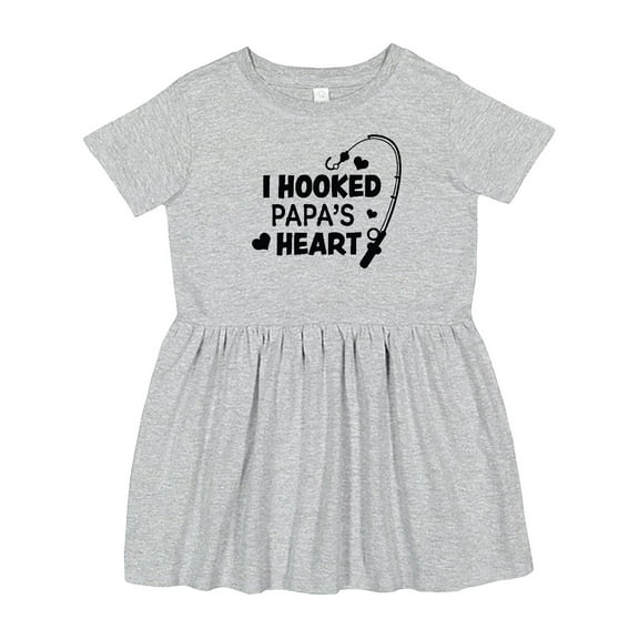 Inktastic I Hooked Papa's Heart with Fishing Rod Girls Toddler Dress