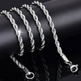 thumbnail image 4 of Huepoe Twist Chain Necklace for Women & Men, Unisex Silver Fashion Jewelry, 2mm Thick, 16"-24" Length, Clasp Design for Party Daily Gift, 4 of 8