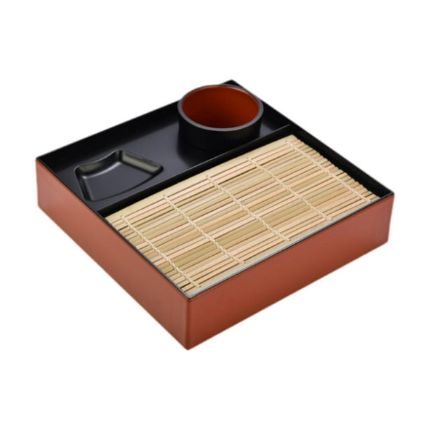 Plato de soba Plato para servir sushi con escurridor Plato para servir soba frío de restaurante Cuadrado rojo interior