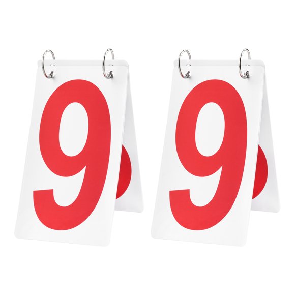 GOGO 2 Sets water-resistant Flip Scoreboard Numbers, 4 x 7 Inch, Visible Red Number 0-9 Double Sides