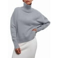 thumbnail image 2 of Women'S High Neck Sweaters Loose Fit Fall Winter Pullover Jumper Tops Silver Grey S, 2 of 9