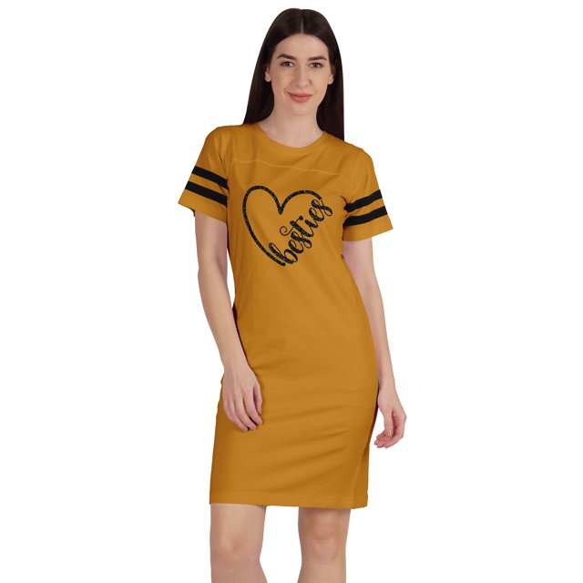 Inkmeso T-Shirts Graphiques Tunique Meilleures Amies Col Rond Robe Été Manches Courtes Hauts
