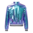 thumbnail image 2 of Miutii Kids Girls Boys Metallic Bomber Moto Jacket Coat Hip Hop Jazz Dance Top Disco Costume Colorful 8, 2 of 7