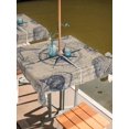 thumbnail image 2 of Outdoor Tablecloth with Umbrella Hole for Patio/Picnic/Party/Camping, Ocean Compass Waterproof Table Cloth Square Cover Washable, Vintage Coastal Starfish Shell Conch Beige (60"x 60"), 2 of 8