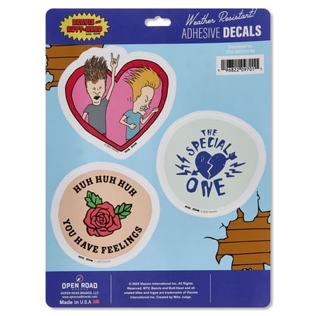 Beavis and Butthead Valentine 3 Piece Adhesive Vinyl Decals