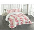 thumbnail image 3 of Ambesonne Watercolor Quilted Bedspread Set 3 Pcs, Pieces of Watermelon, Queen Size, Coral Pale Green Black, 3 of 5