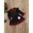 thumbnail image 3 of Qiylii Toddler Girl Christmas Dress, Ruffle Long Sleeve Button Front Dress, 3 of 8