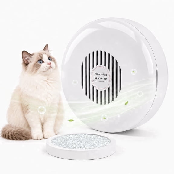 Air Ionizers, Ozone-FreeCat Litter Deodorizer with Photocatalytic Active Air-Draw System, Decomposes Ammonia & Sulfur Smell, Plug in odor eliminator, Quiet for Pet Homes