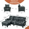 thumbnail image 6 of Pingliang Home Sectional Sofa with Storage Ottoman and Accent Chair, 3 Seat L Shaped Couch with Side Pockets and Armchair,Living Room Furniture Set for Home Apartment Office Studio, 6 of 7