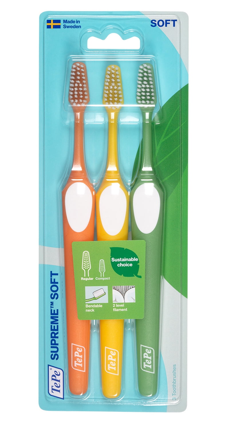 TEPE Supreme Soft Toothbrushes – Soft Bristle Sustainable Toothbrush 3 Pack