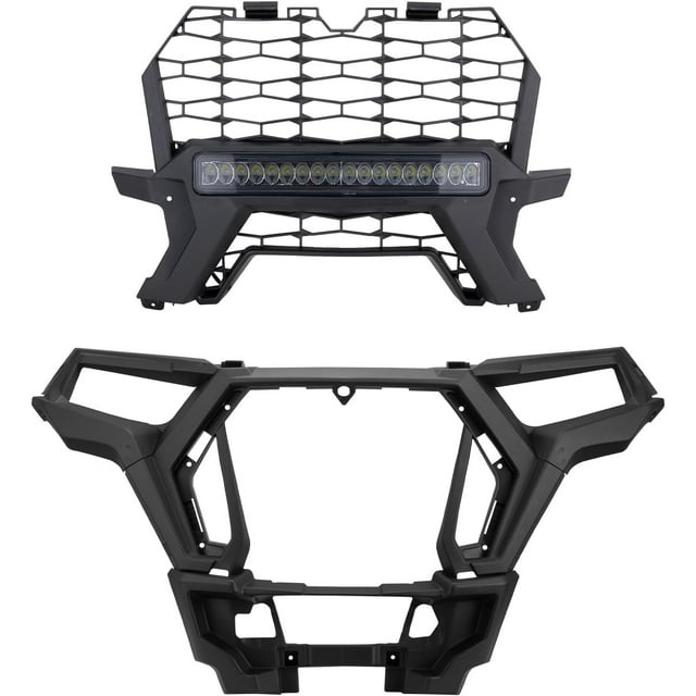 A & UTV PRO Front Fascia & Grill Light for Polaris RZR XP 1000/ XP 4 1000/ XP Turbo/XP 4 Turbo 2019-2023, Front Mesh Grill with LED Light Bar Accessories, Replace OEM #5455432-07, 5455433-070