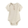 thumbnail image 3 of Zavbaby Baby Boy Girl Ribbed Short Sleeve Cotton Bodysuits,3-Pack,Sizes 0-12M, 3 of 9
