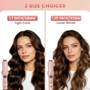 FETERVIC Cordless Automatic Curling Iron – Hair Curler with 28mm & 32mm Interchangeable Barrel, 5200mAh Rechargeable, Auto Curling Wand with Beep Timer, Portable Curling Iron for Travel Home