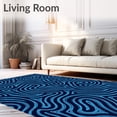 thumbnail image 2 of ODIKA 8'x10' Machine Washable Non-Slip Area Rug, Luxurious Wavy Lattice Plush Touch High Traffic Rug with Pad, Blue, 532002, 2 of 8