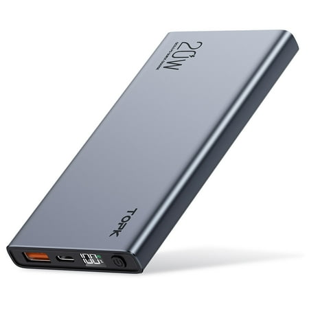 TOPK Power Bank USB-C Portable Charger 10000mAh External Battery Backup Charger (Grey)